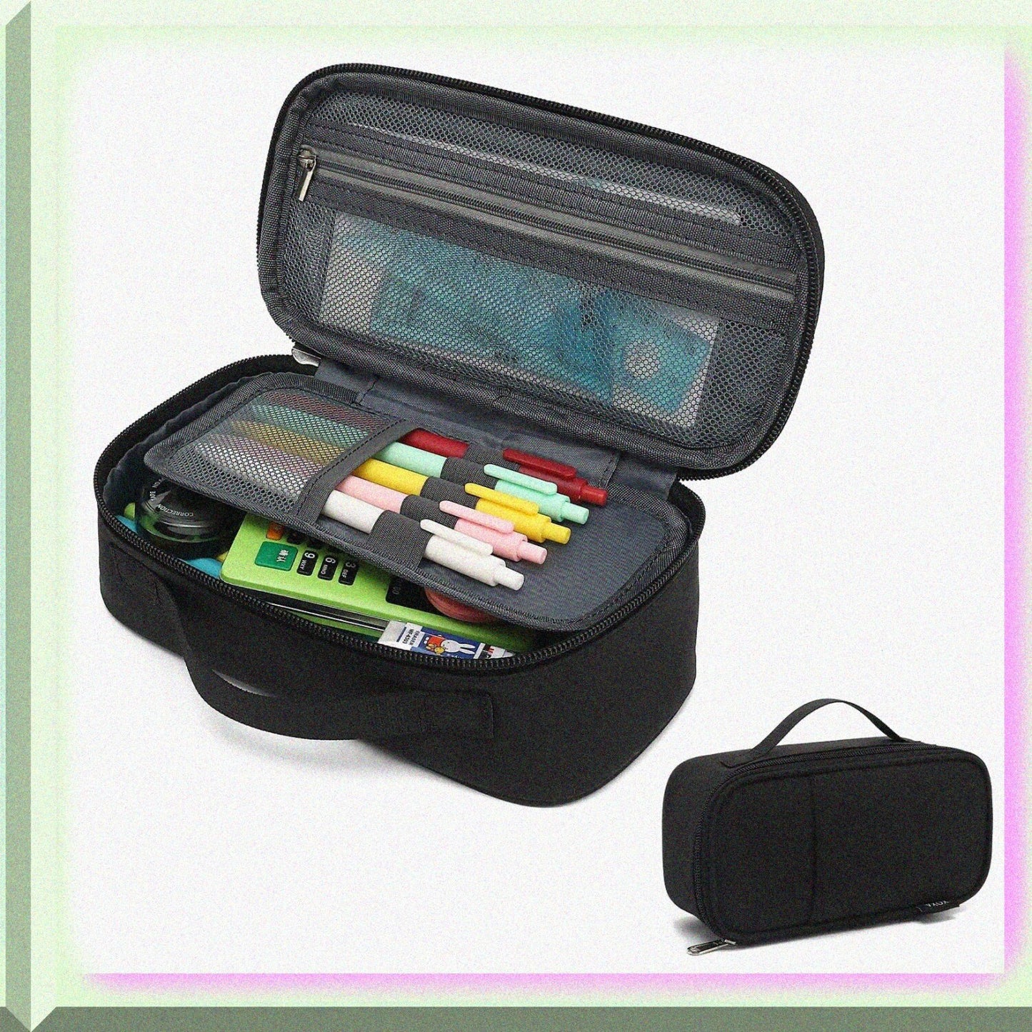 Large Capacity Multi-Slot Pencil Case with Handle