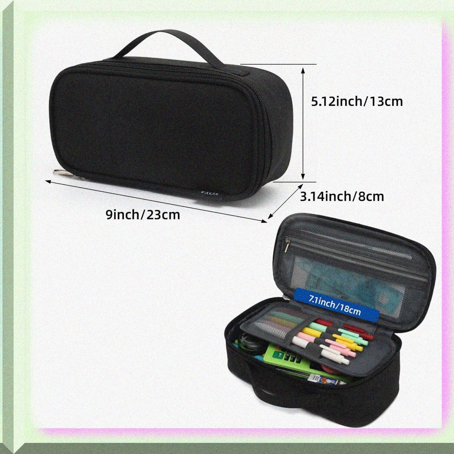 Large Capacity Multi-Slot Pencil Case with Handle