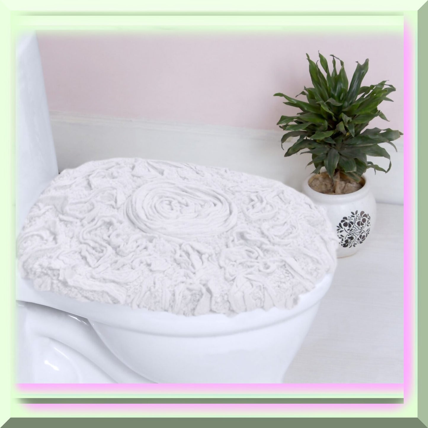18x18 Cotton Tufted Bath Rug White