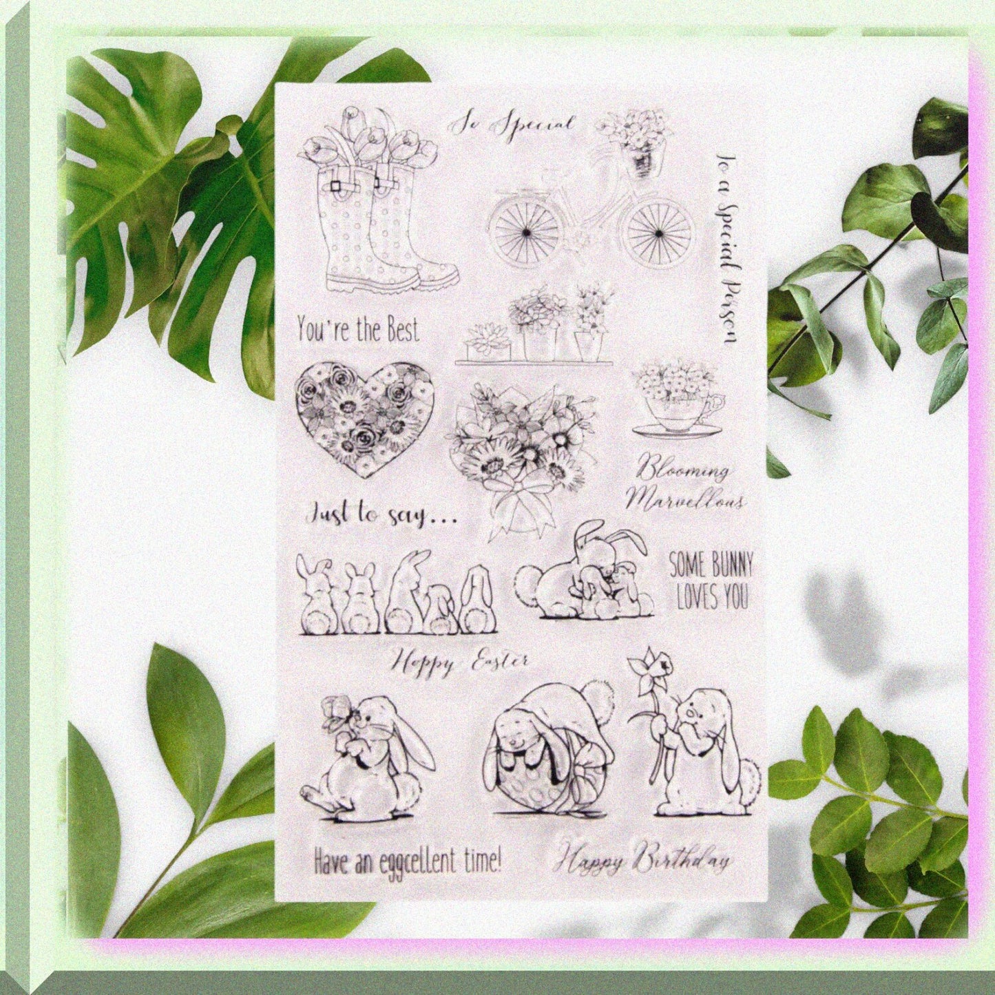 Happy Bunny Clear Stamp 12x20cm for Card Making and Scrapbooking