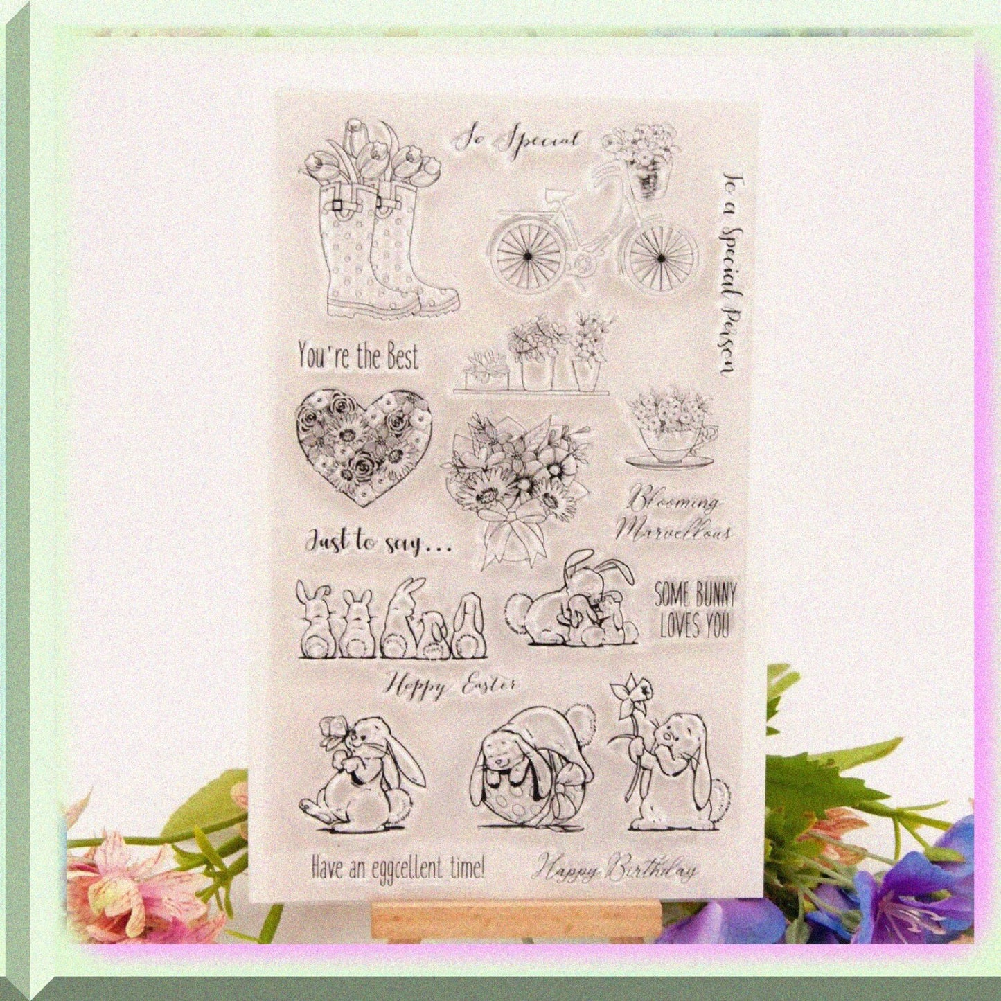 Happy Bunny Clear Stamp 12x20cm for Card Making and Scrapbooking