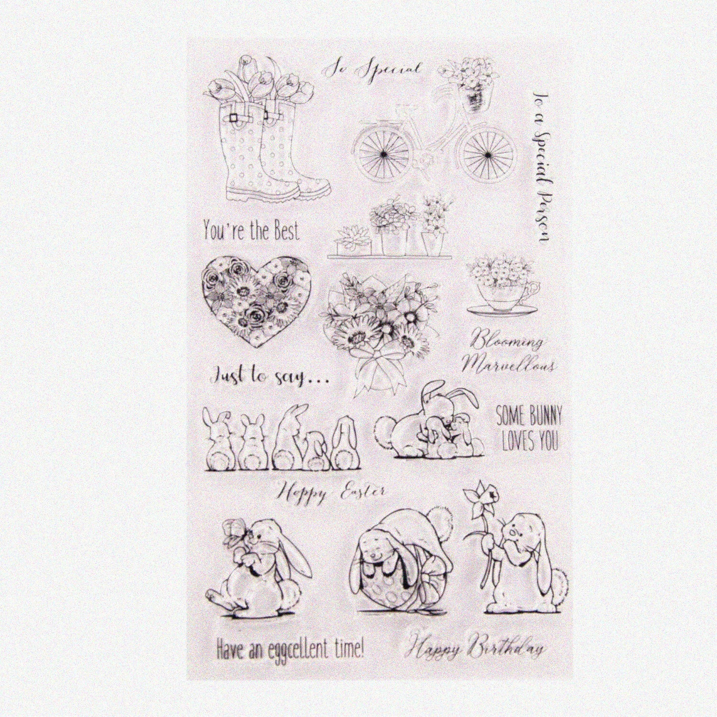 Happy Bunny Clear Stamp 12x20cm for Card Making and Scrapbooking