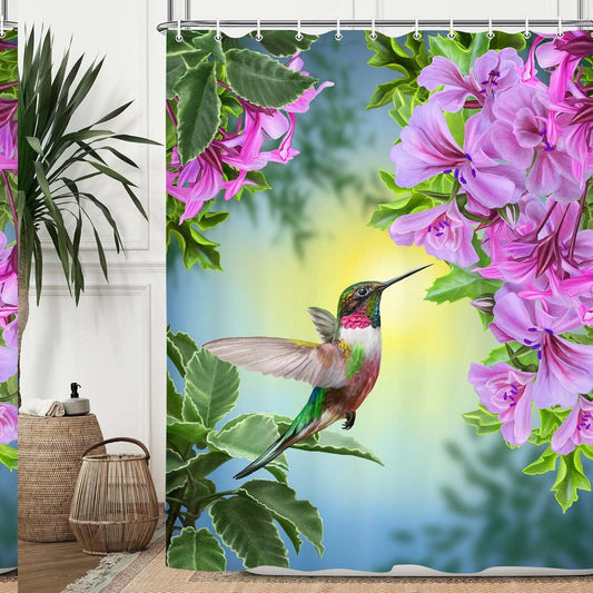 Flower Birds Pink Flowers Shower Curtain 69x70in