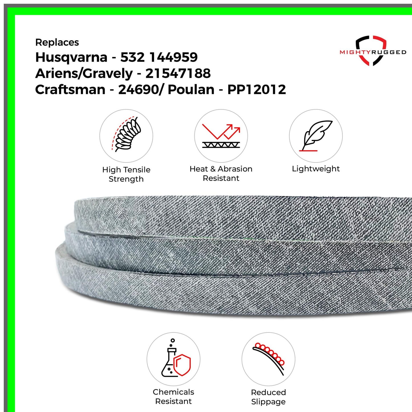 Heavy-Duty Aramid Cord Deck Belt Replacement for LT1000 LT2000 95.5"