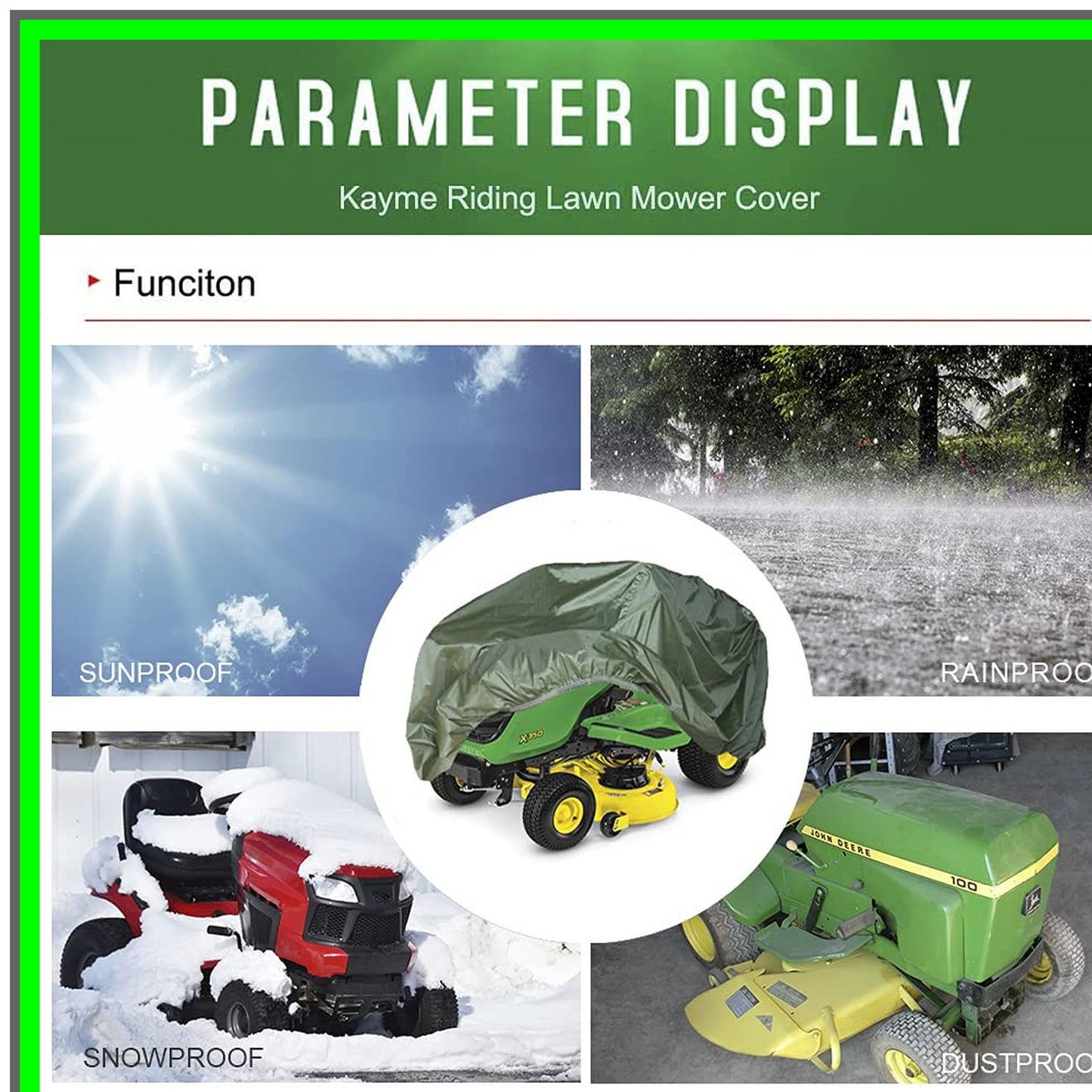 Heavy Duty Waterproof Riding Lawn Mower Cover for 54 Inch Decks