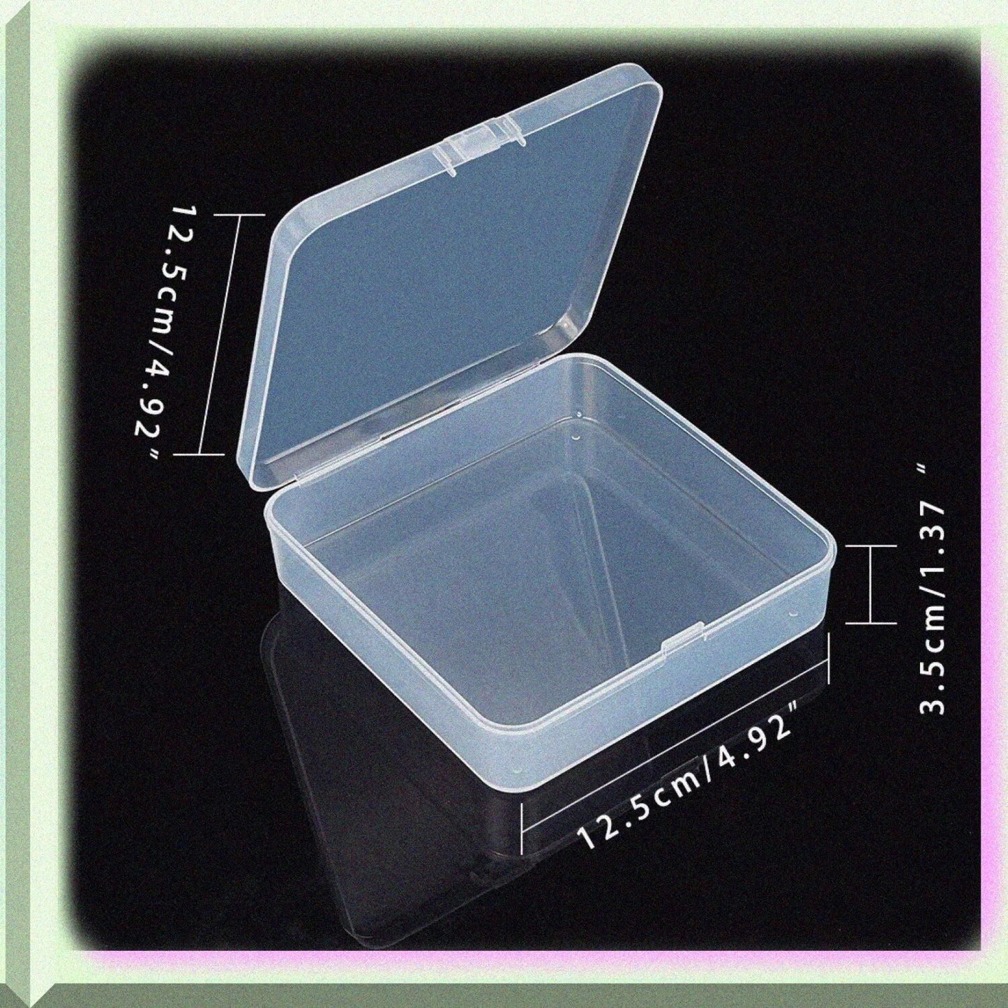 6 Pack Clear Square Plastic Storage Boxes 5x5x1.4 Inches
