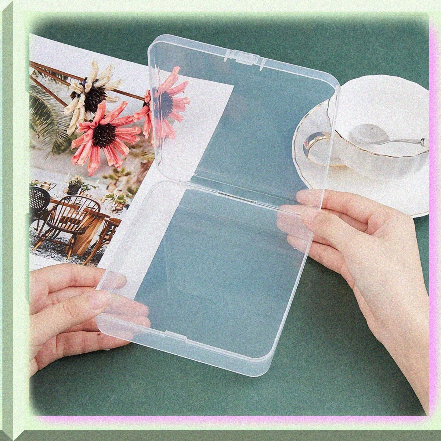 6 Pack Clear Square Plastic Storage Boxes 5x5x1.4 Inches