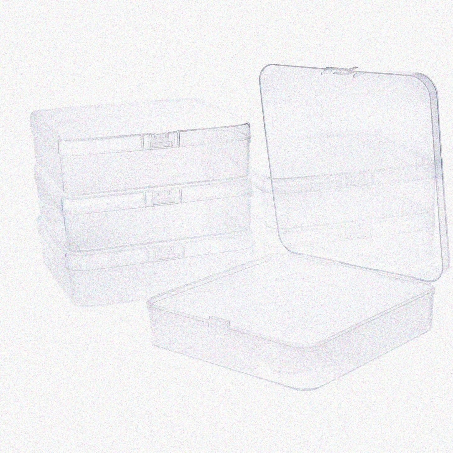 6 Pack Clear Square Plastic Storage Boxes 5x5x1.4 Inches
