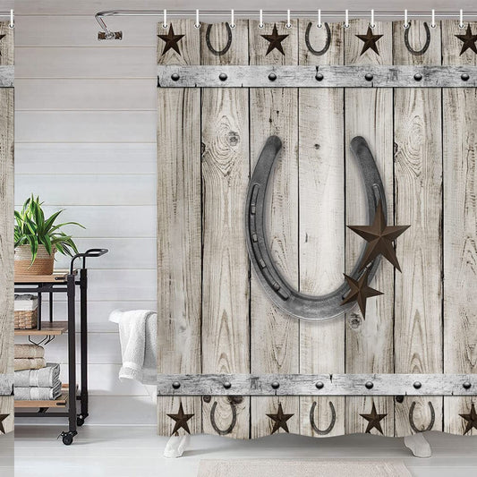 Farmhouse Western Shower Curtain Gray 69x70in