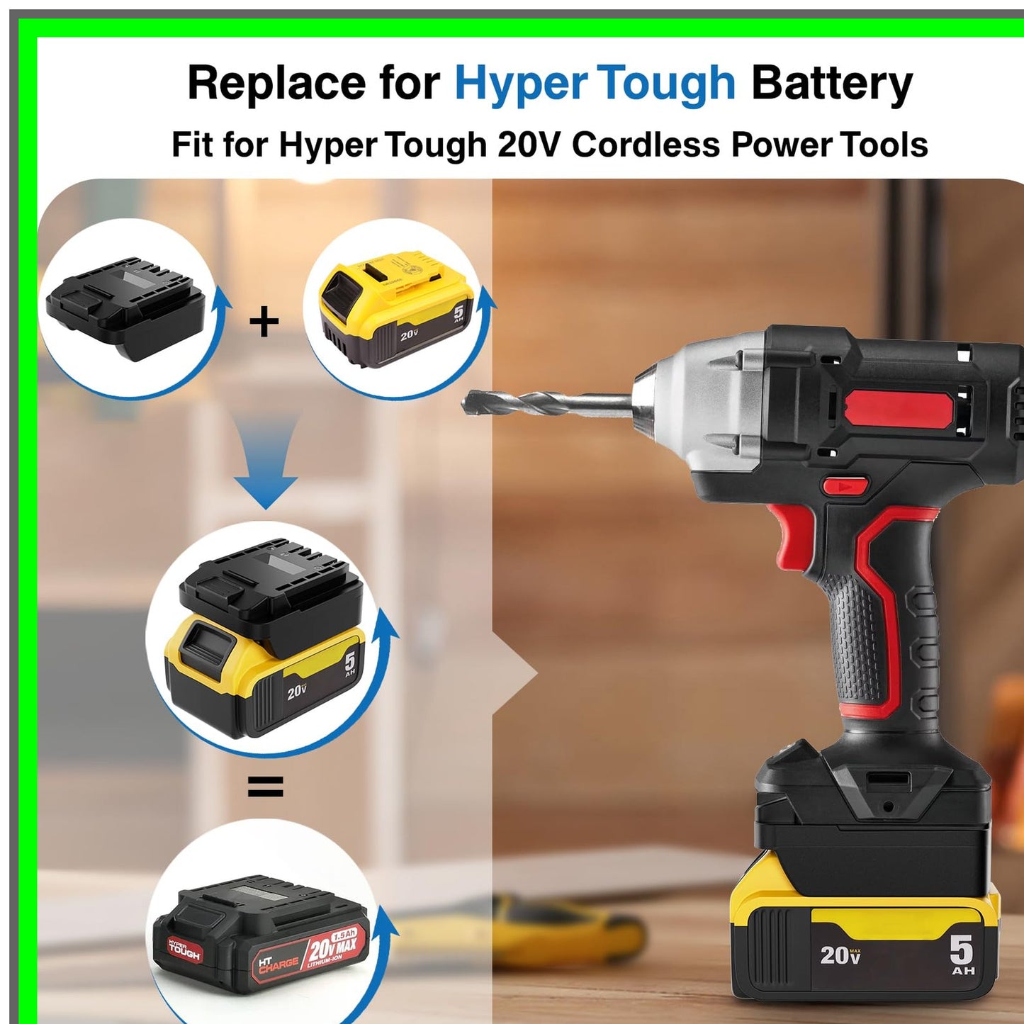 20V Max Battery Adapter for Hyper Tough Cordless Power Tools