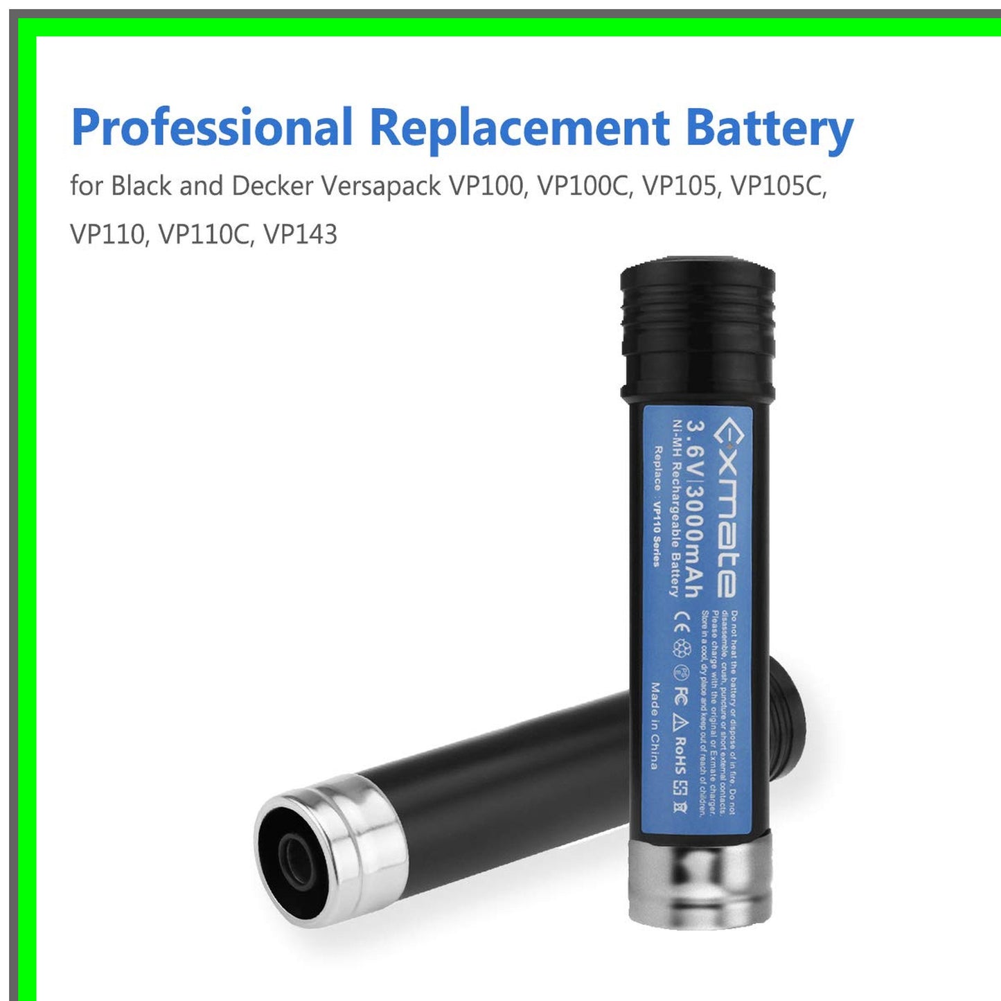 Versapak 2Pack 3.0Ah 3.6V Ni-MH Replacement Battery for Black Decker Tools