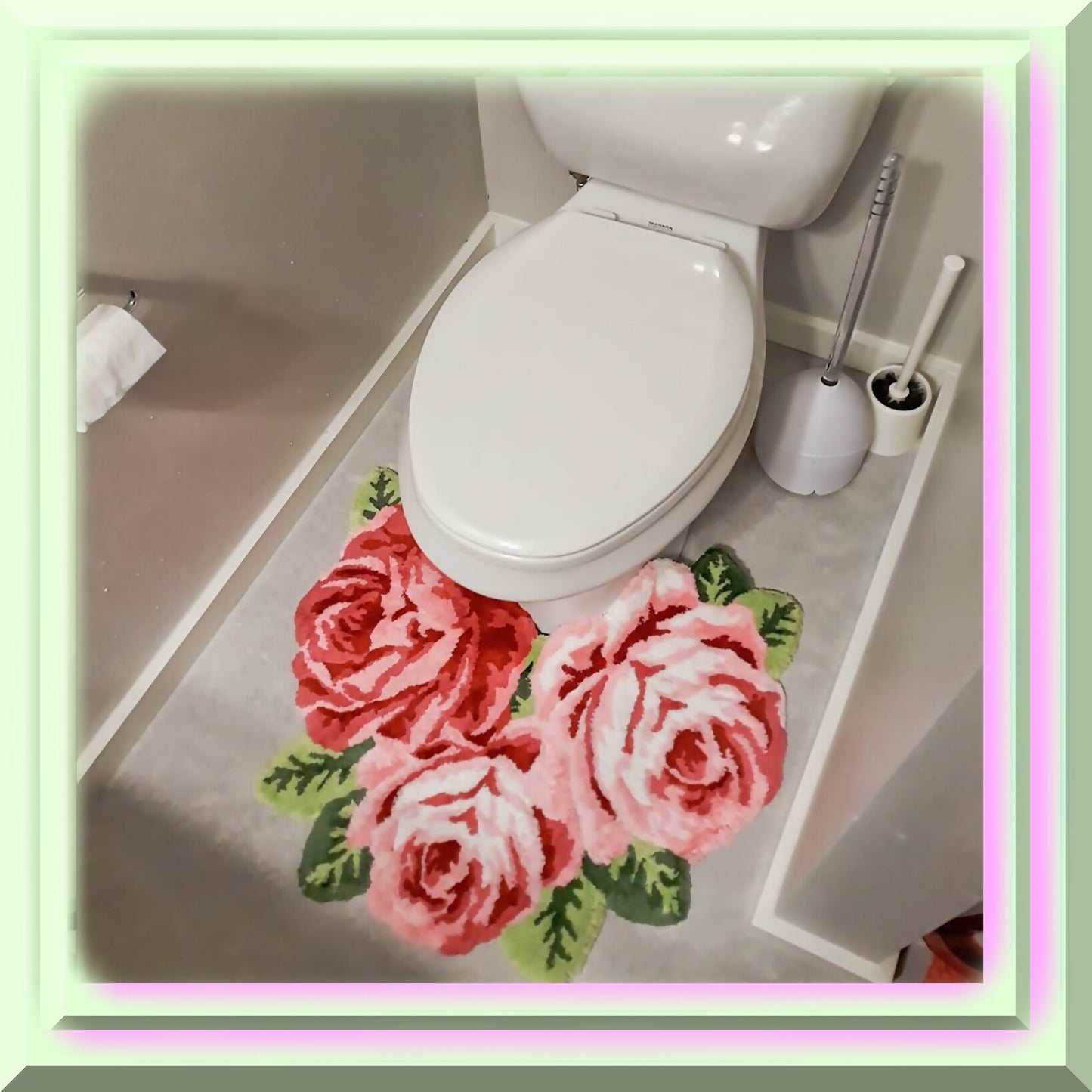 Pink Rose Flower Bath Rug 27.5x23.6 inch Non-Slip