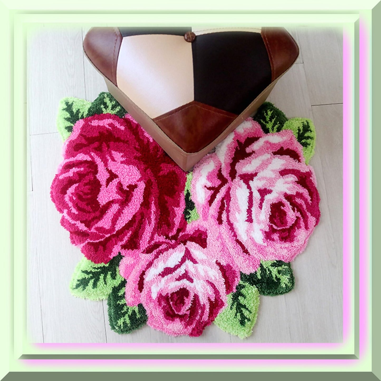 Pink Rose Flower Bath Rug 27.5x23.6 inch Non-Slip