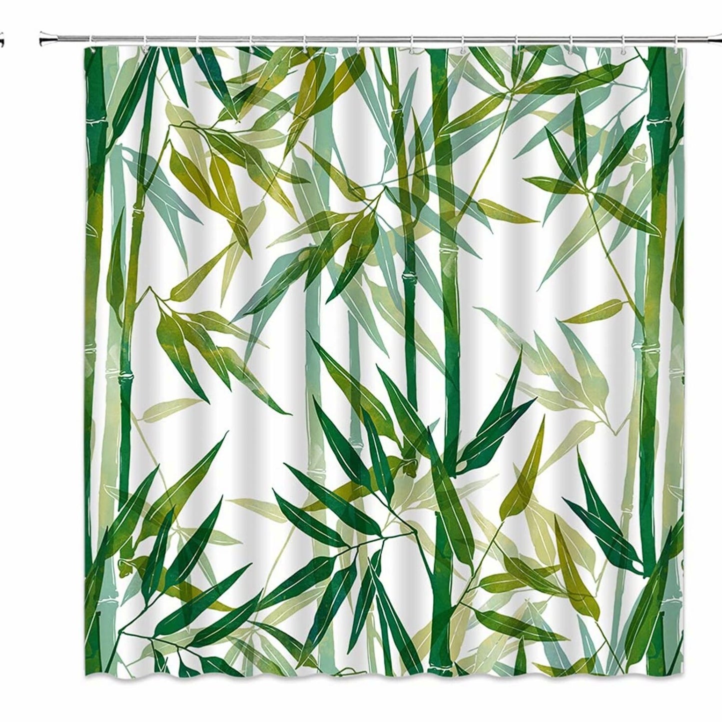 Green Bamboo Shower Curtain with Hooks