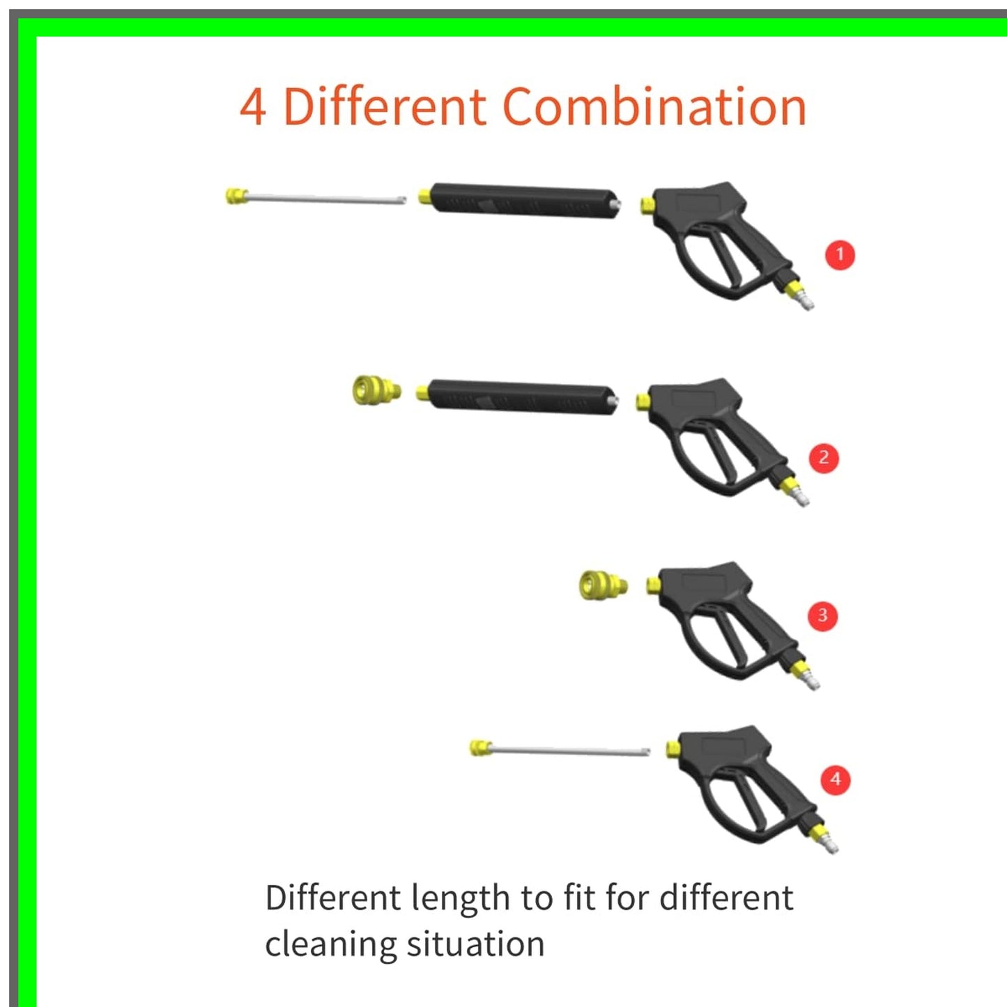 High-Performance Pressure Washer Short Gun Kit with Extension Wand and Nozzles