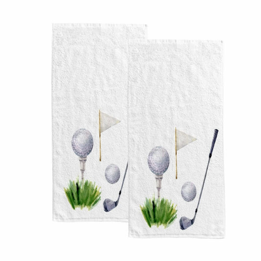 Set of 2 Golf Flag Hand Towels 30x15Inch