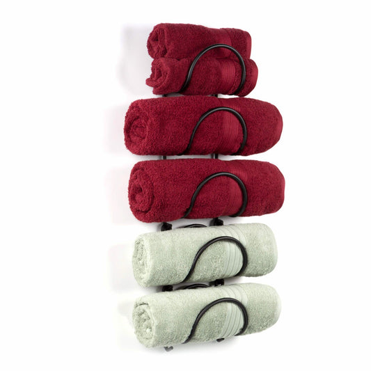 Wrought Iron Towel Rack Set of 5 Black 27"