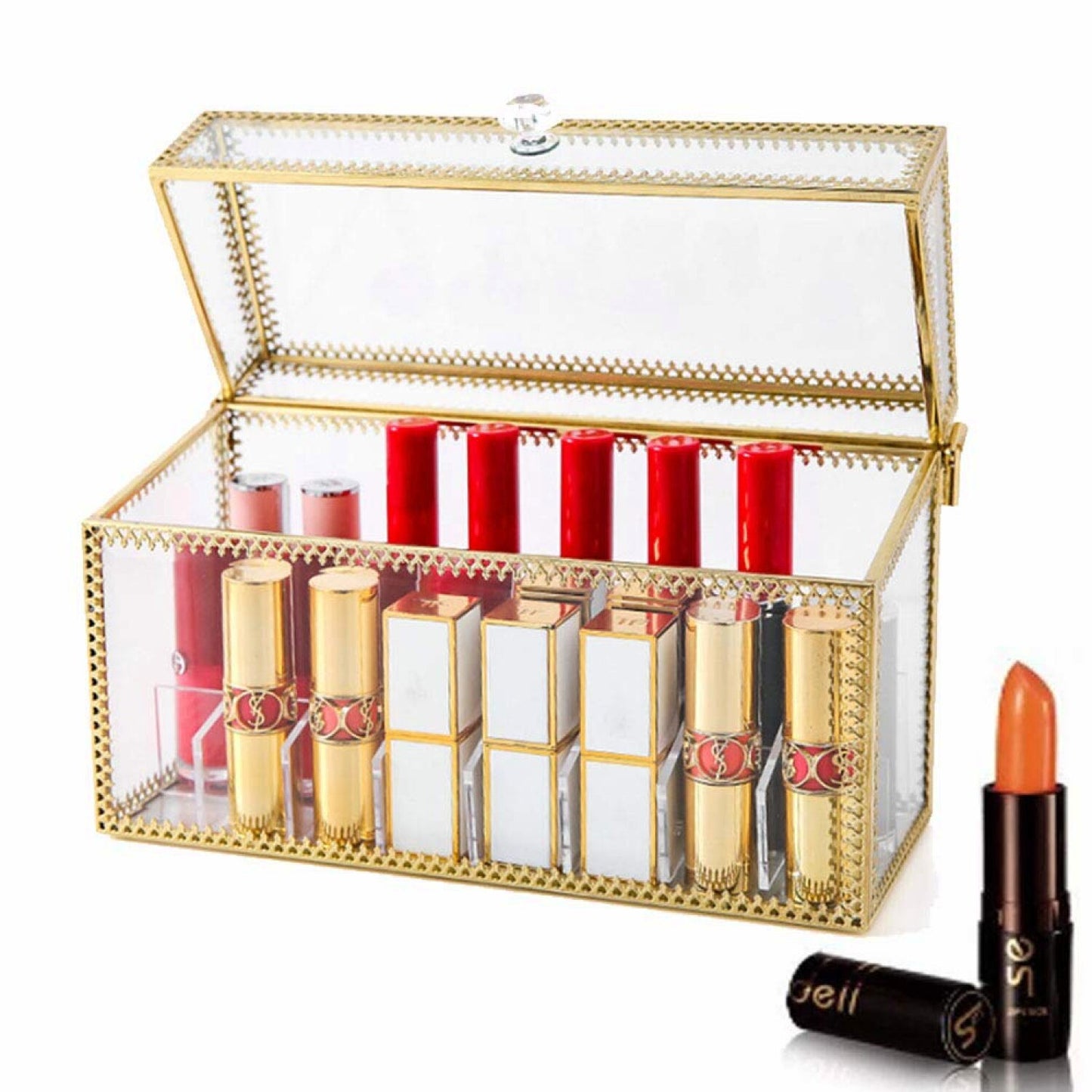 Lipstick Organizer Dust-Free Makeup Storage with Removable Dividers