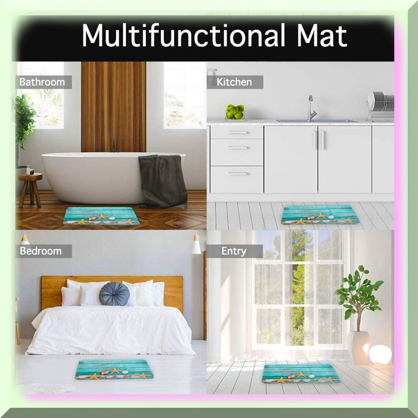 3-Piece Bathroom Rug Mat Set with Starfish Design
