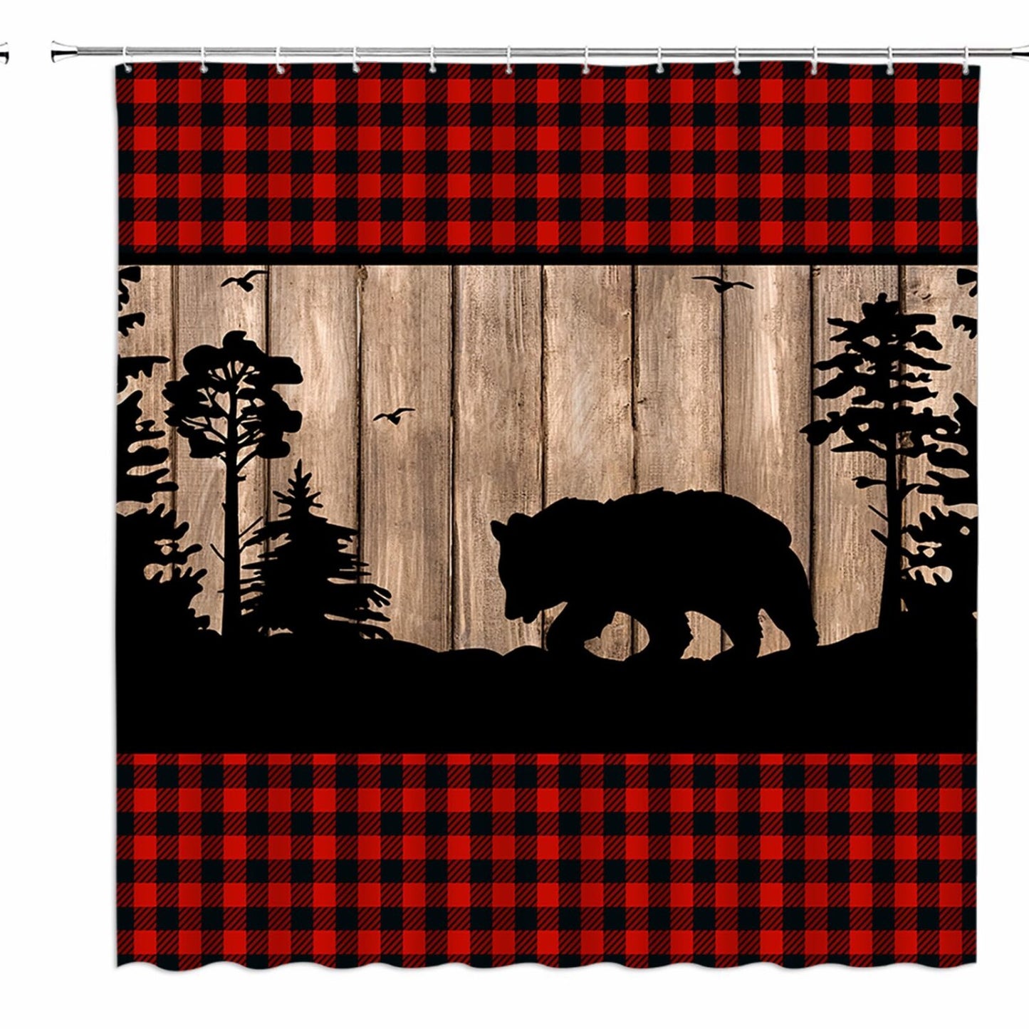 Rustic Bear Shower Curtain 70x70 inches with Hooks