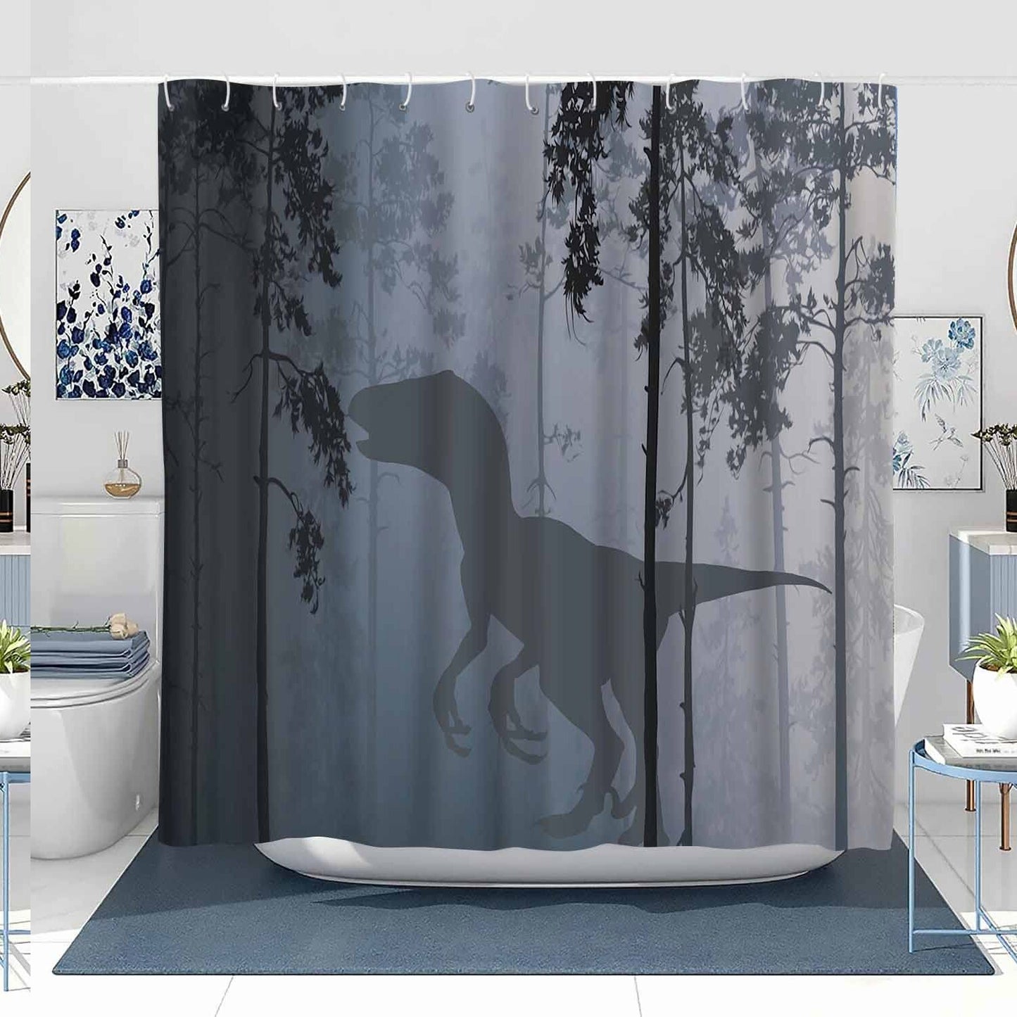 Forest Dinosaur Shower Curtain 72x78 Waterproof Polyester