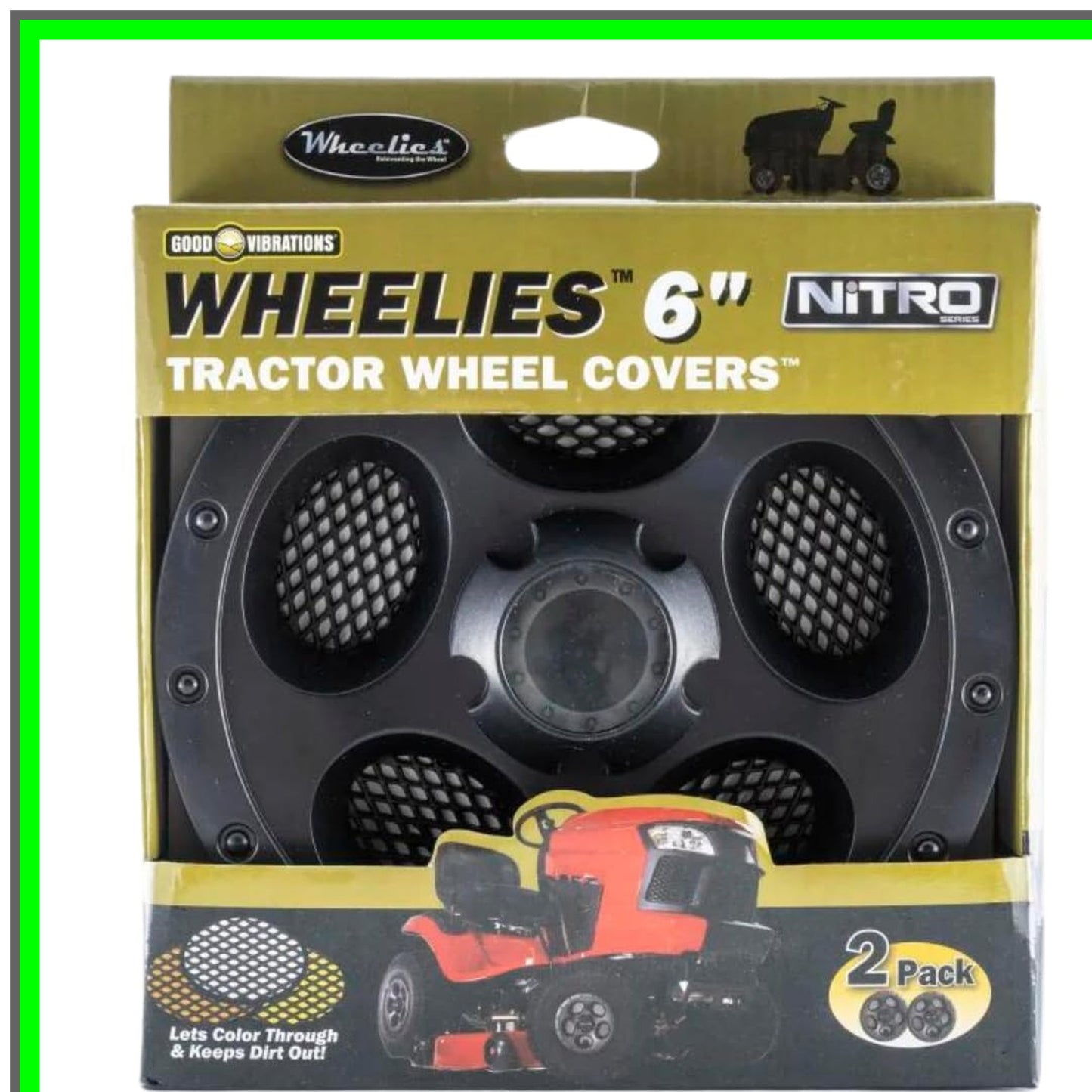 Nitro Series Snap Fit Lawn Mower Wheel Covers 6 Inch Black 2 Pack