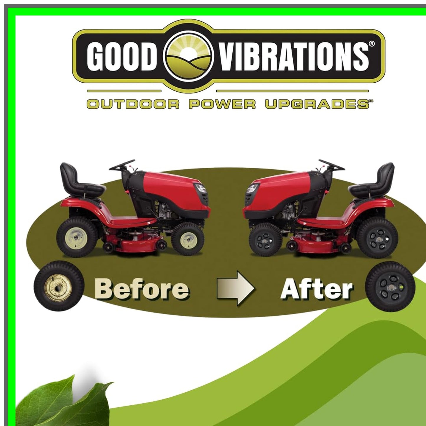 Nitro Series Snap Fit Lawn Mower Wheel Covers 6 Inch Black 2 Pack