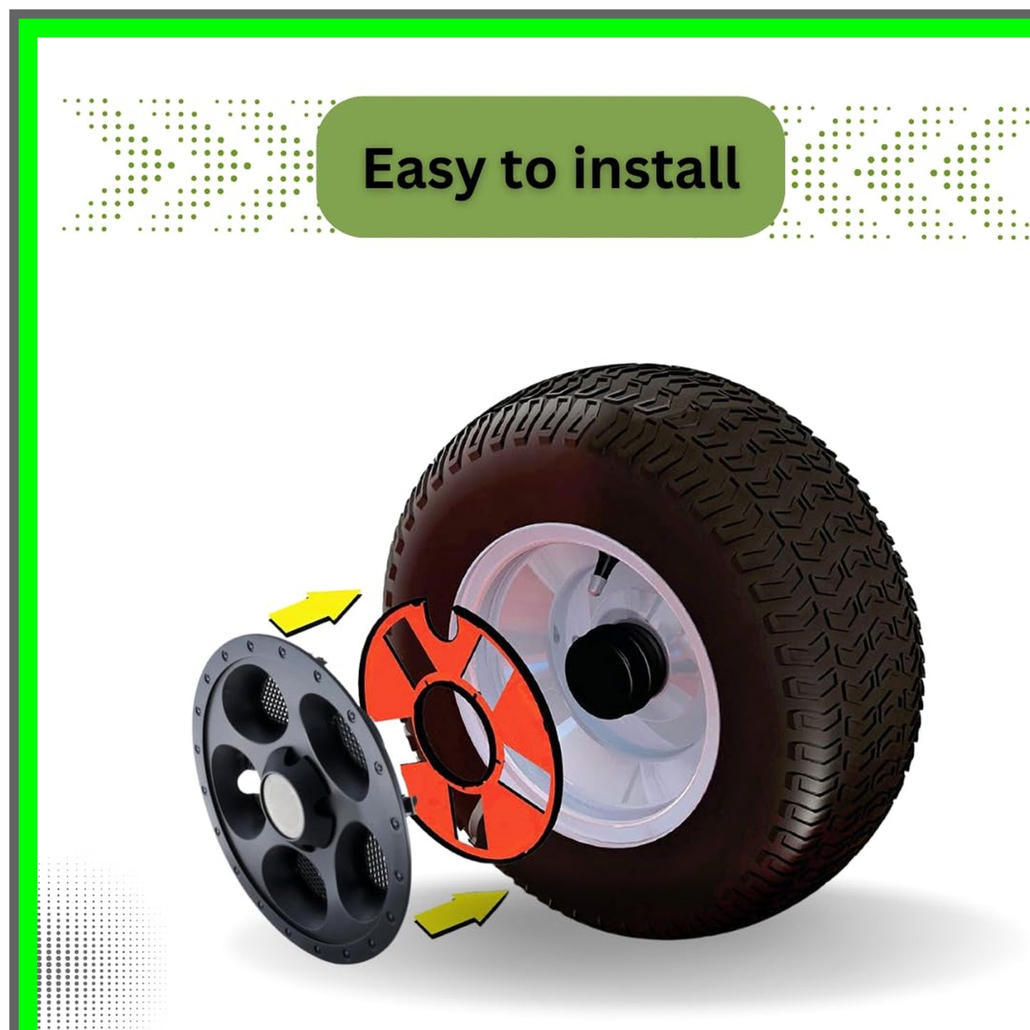 Nitro Series Snap Fit Lawn Mower Wheel Covers 6 Inch Black 2 Pack