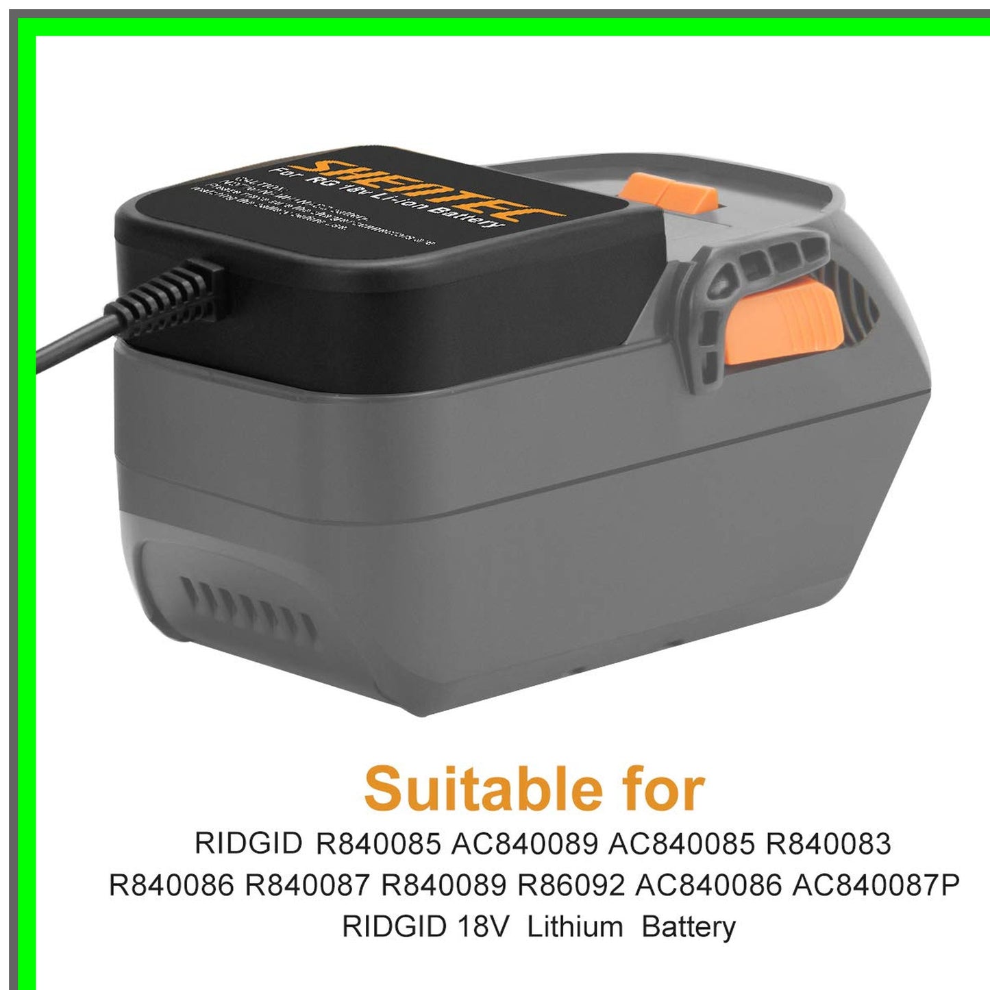 18V Lithium Slide-in Battery Charger for RIDGID Tools and Accessories