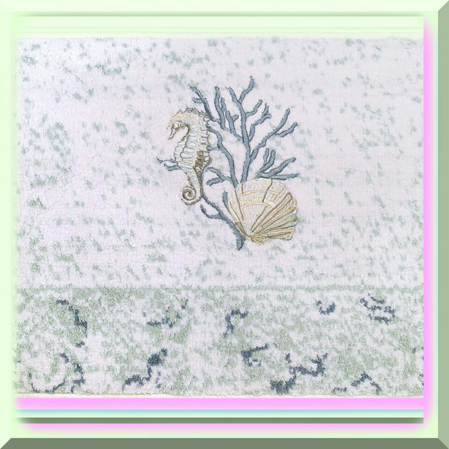 Cotton Bath Mat 20"x30" Sea Inspired Coastal Terrazo