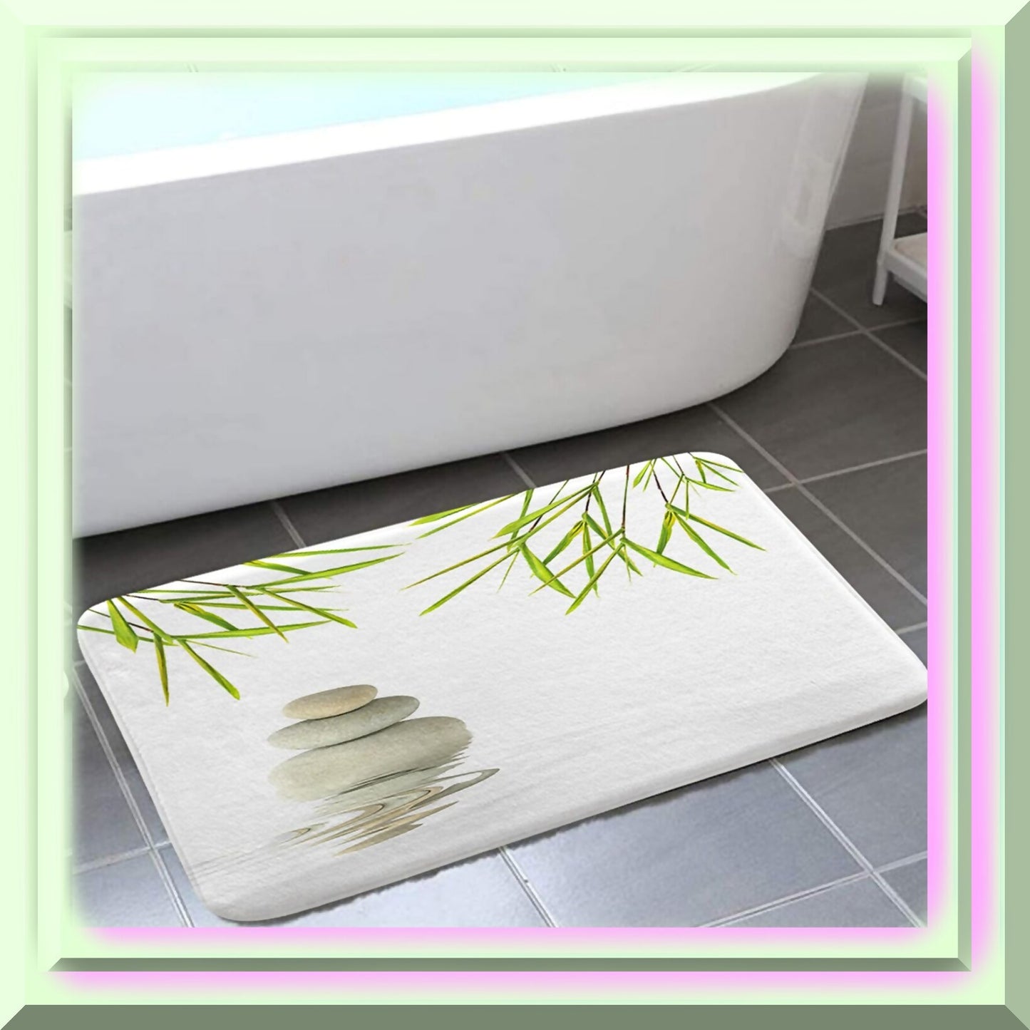 Spa Zen Stone Decor Bath Rug 17x29 Inches