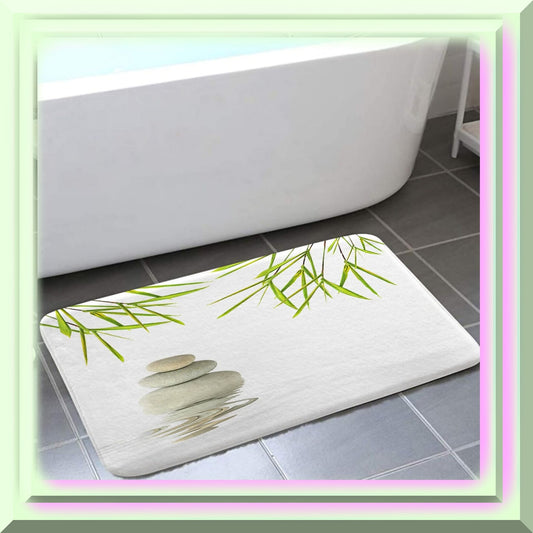 Spa Zen Stone Decor Bath Rug 17x29 Inches