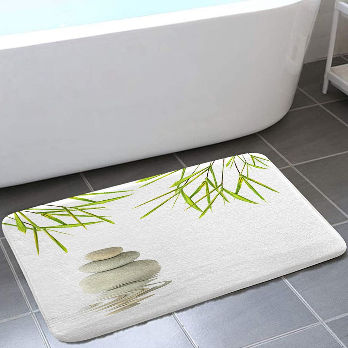 Spa Zen Stone Decor Bath Rug 17x29 Inches