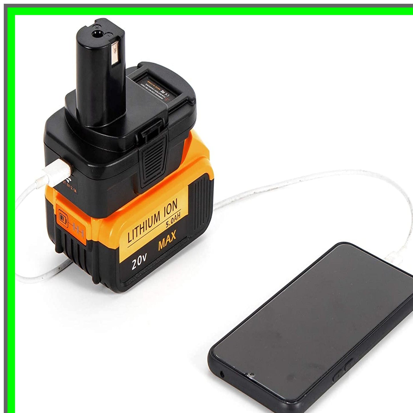 Ryobi 18V Battery Adapter for 20V MAX XR Lithium Ion Tools with USB Charge Port