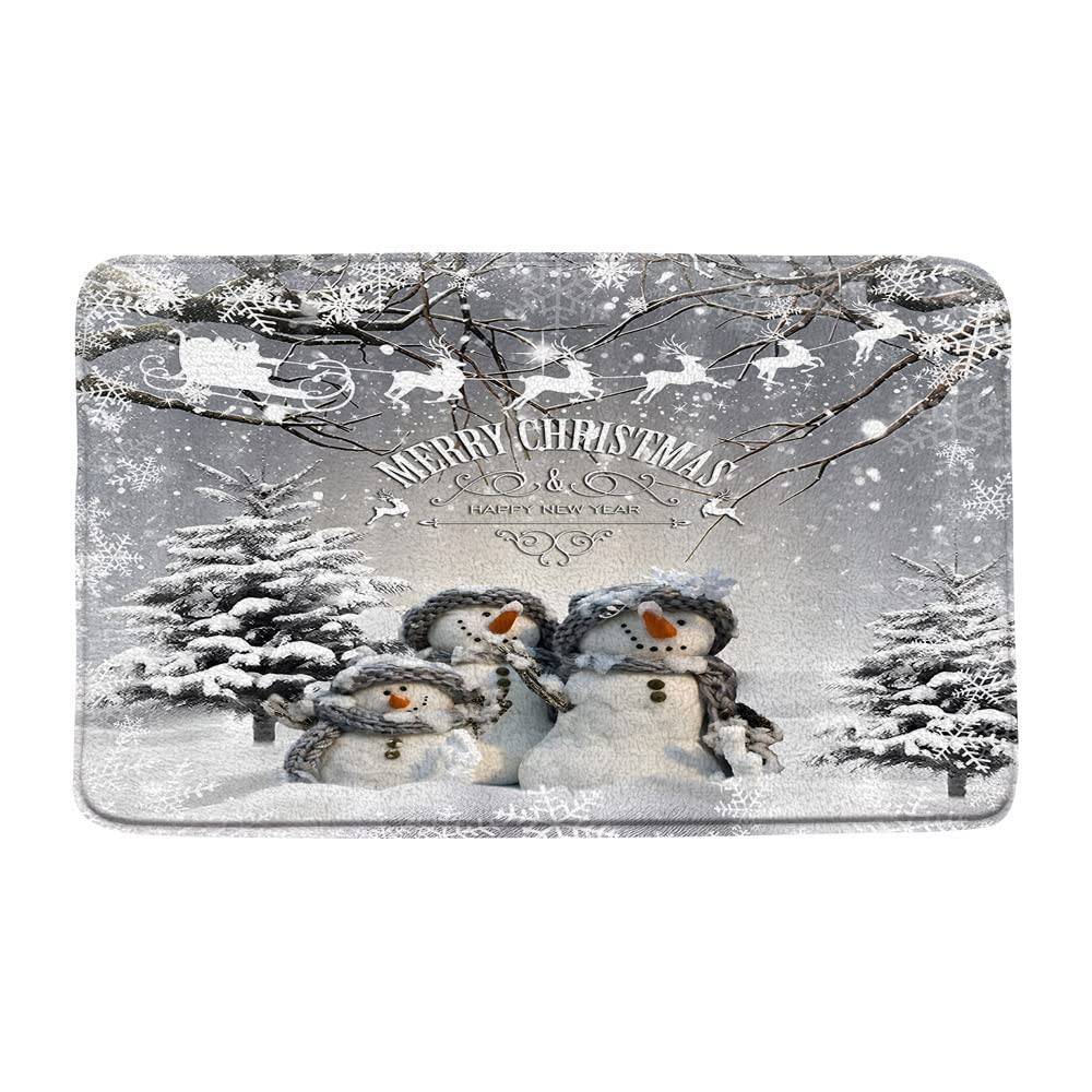 Snowman Xmas Tree Bath Mat 17.8"x29.5"