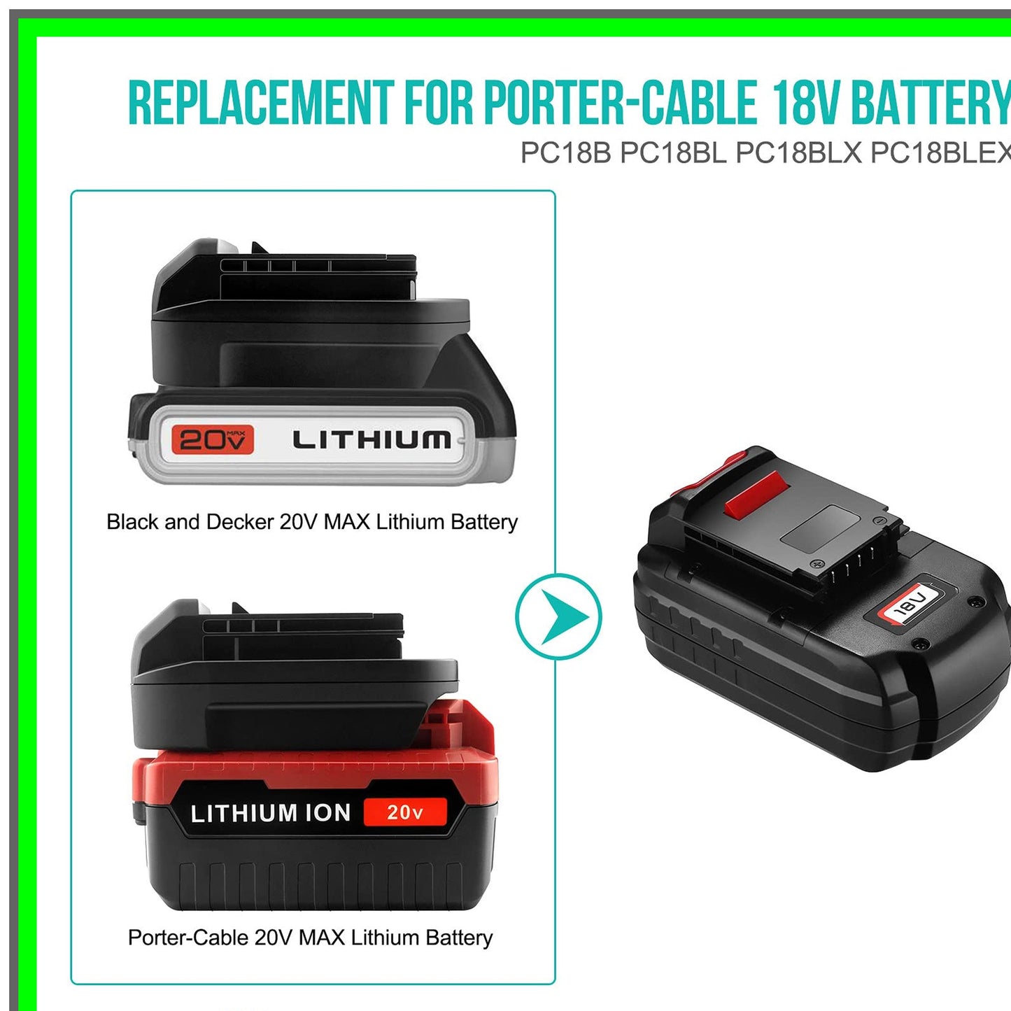 20V Battery Adapter for Porter Cable 18V Tools - Versatile Power Conversion