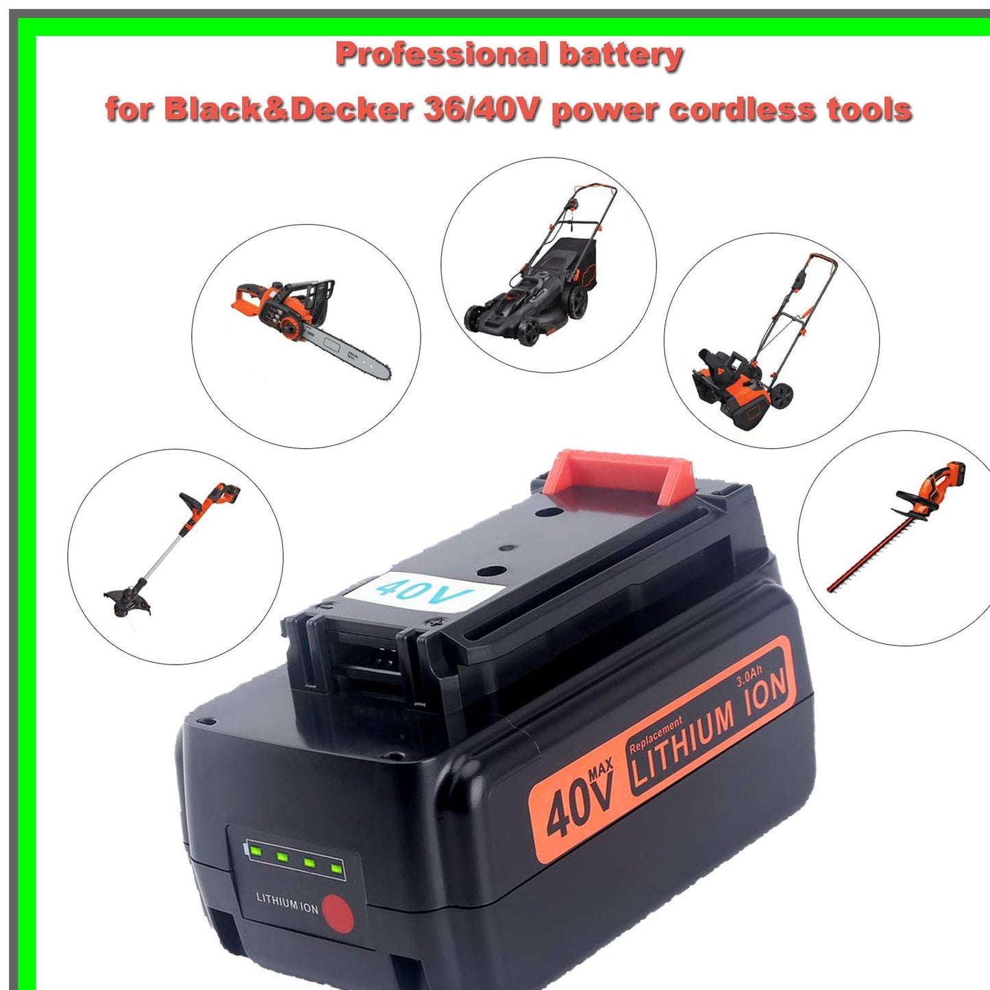 High-Performance 40V 3.0Ah Lithium Ion Battery for Black and Decker Tools