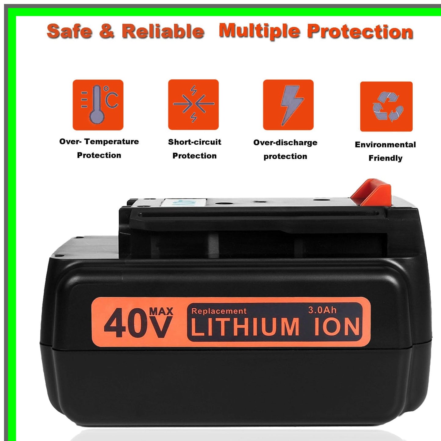 High-Performance 40V 3.0Ah Lithium Ion Battery for Black and Decker Tools