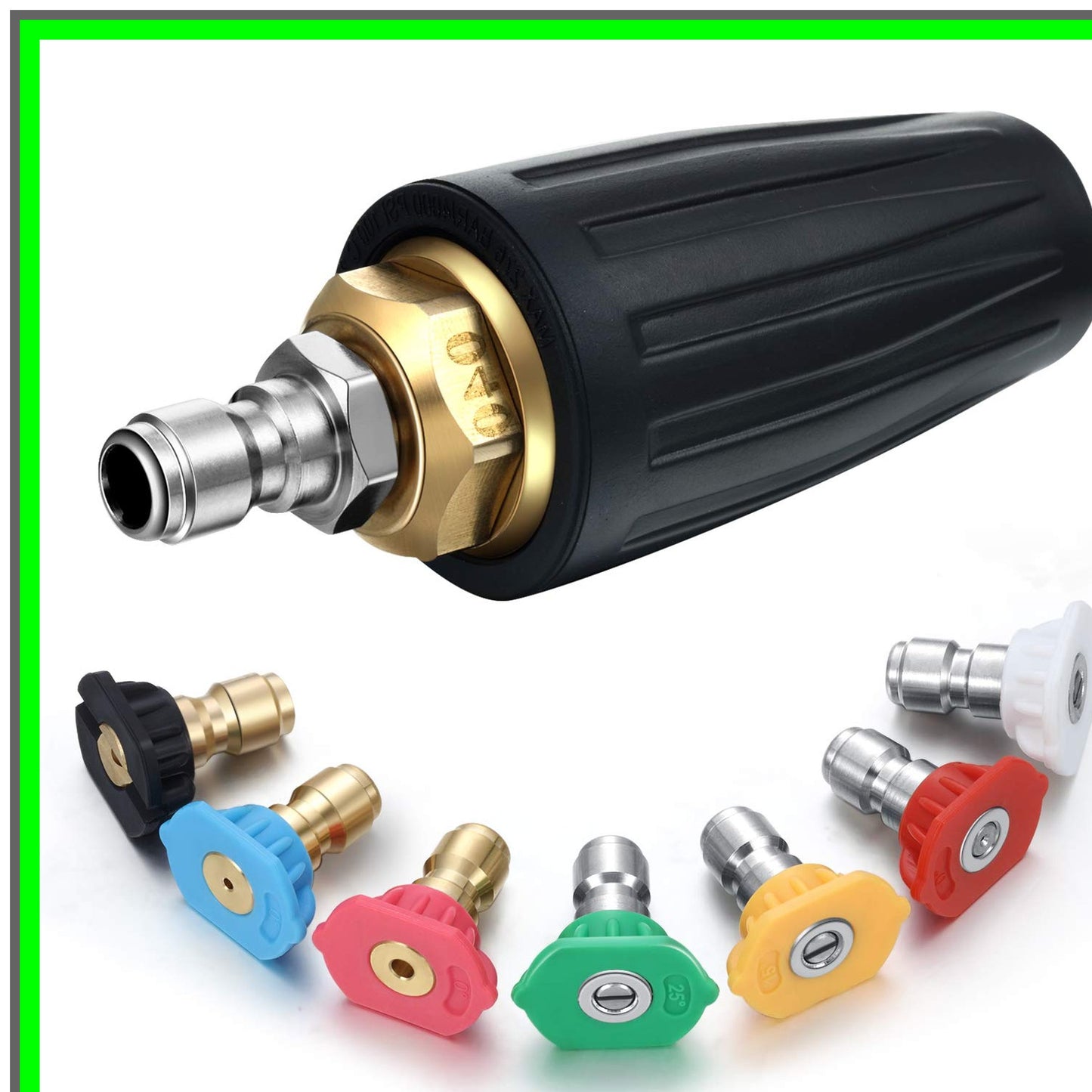 High-Performance 4000 PSI Turbo Nozzle with 7 Spray Tips for Versatile Cleaning