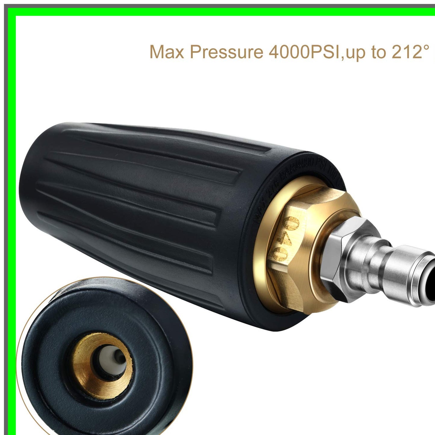 High-Performance 4000 PSI Turbo Nozzle with 7 Spray Tips for Versatile Cleaning