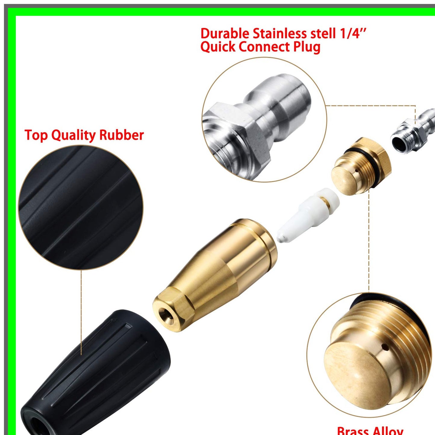 High-Performance 4000 PSI Turbo Nozzle with 7 Spray Tips for Versatile Cleaning