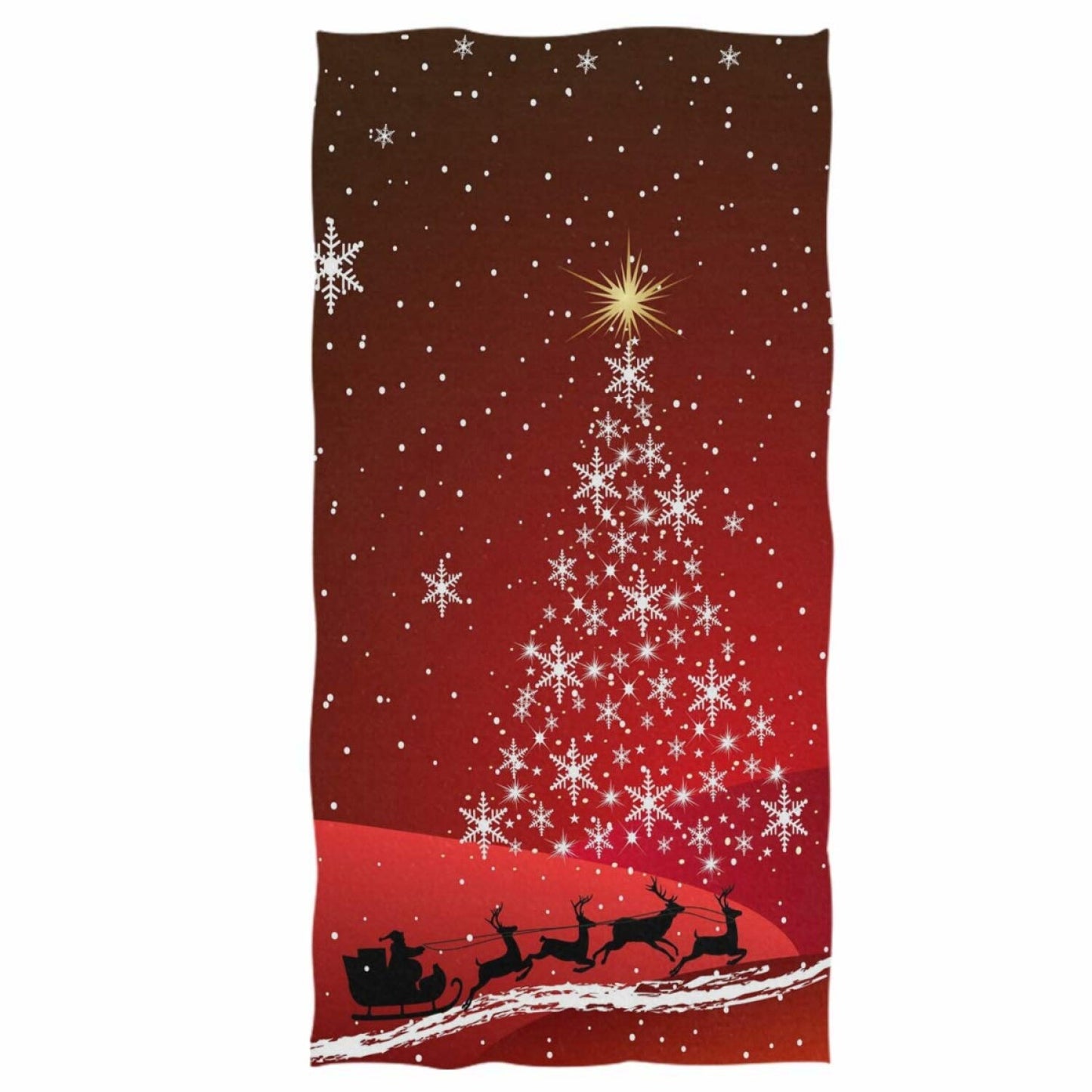 Claus Snowflake Tree Hand Towels 16x30 Winter Bathroom