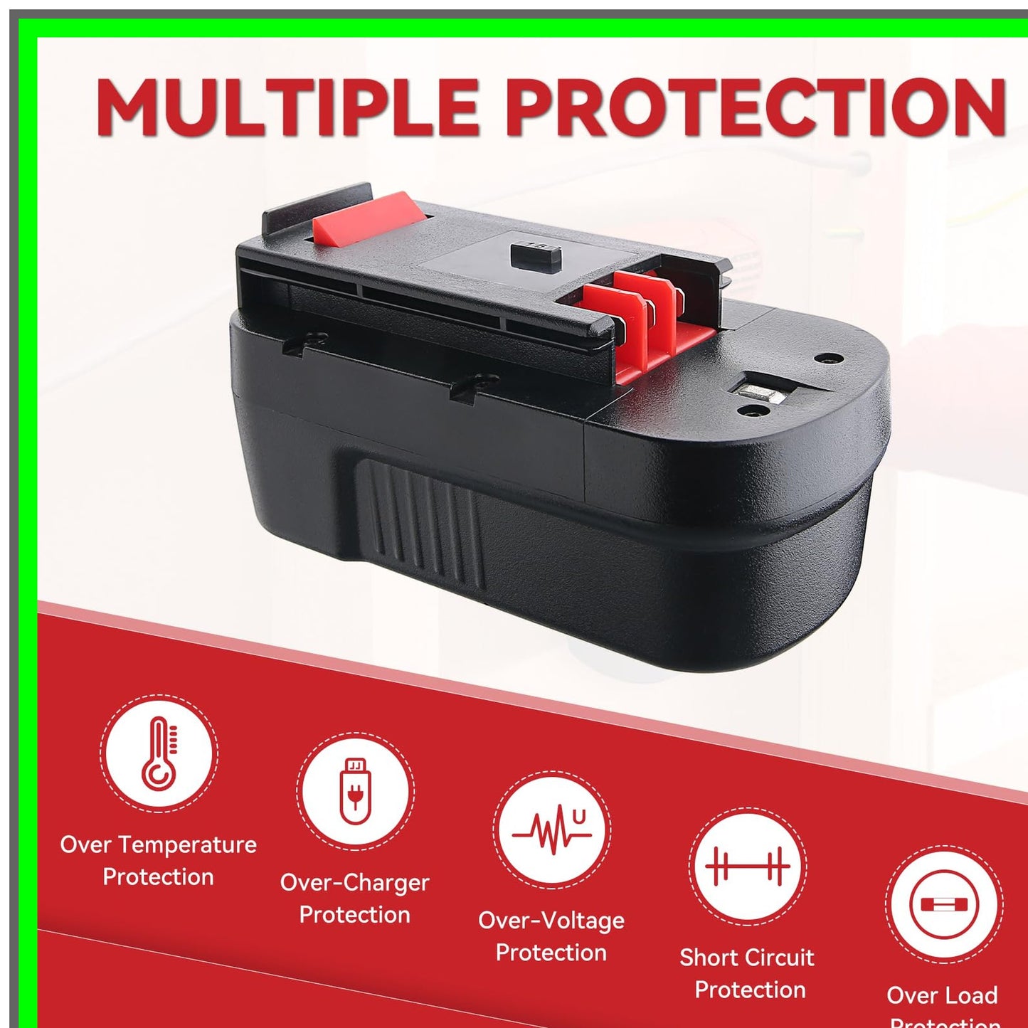 High-Capacity 4800mAh 18V Replacement Battery for Black Decker Tools