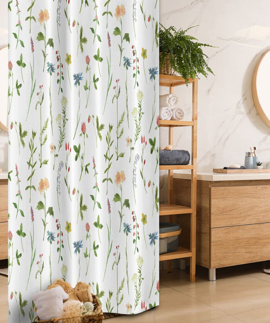 Floral Watercolor Shower Curtain 36x72 Ivory