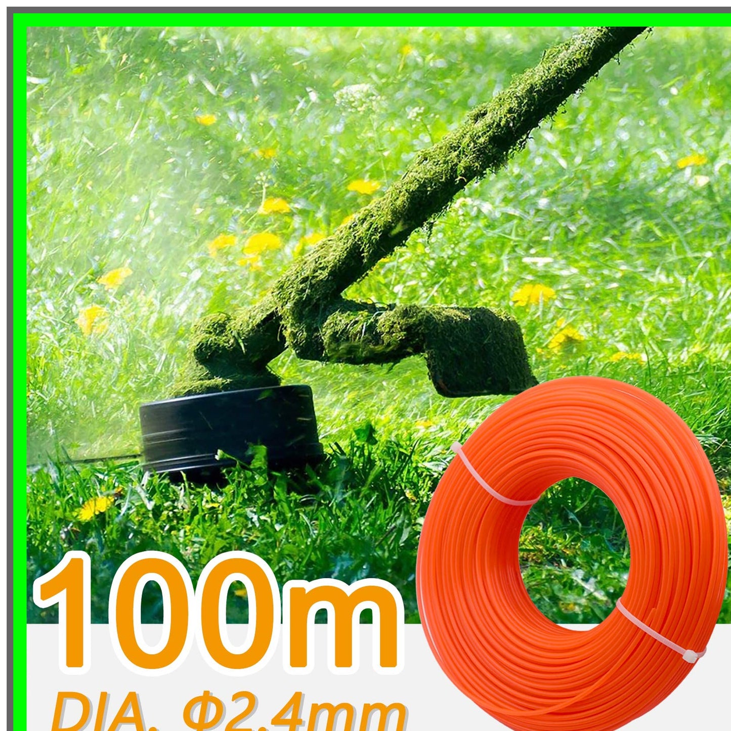 Durable 100m Nylon Strimmer Line 2.4mm for Efficient Grass Trimming