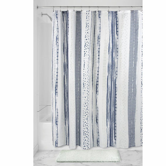 Geometric Stripe Fabric Shower Curtain 72" x 72" Navy Blue