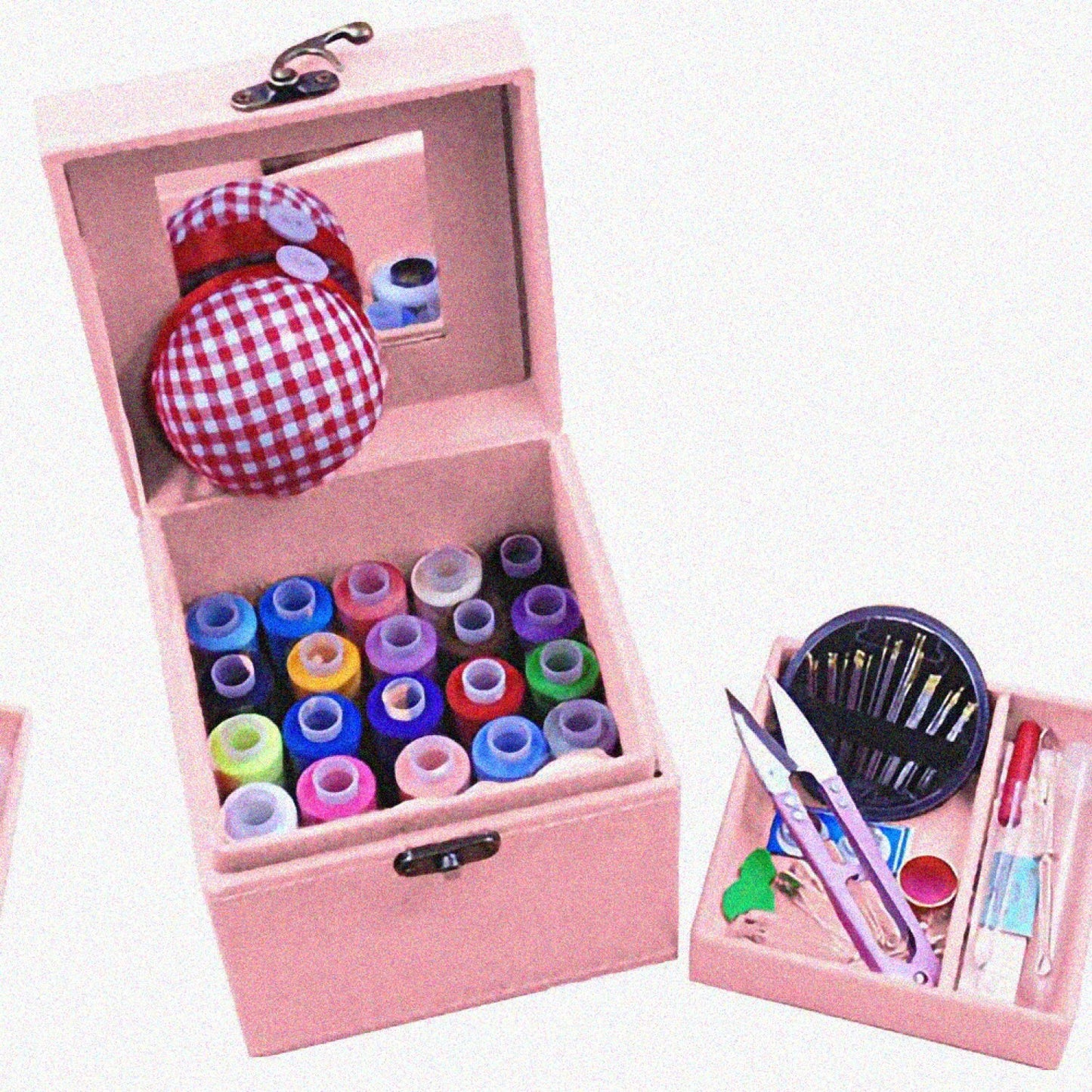 2 Layers Sewing Kit with Vintage Box Pink