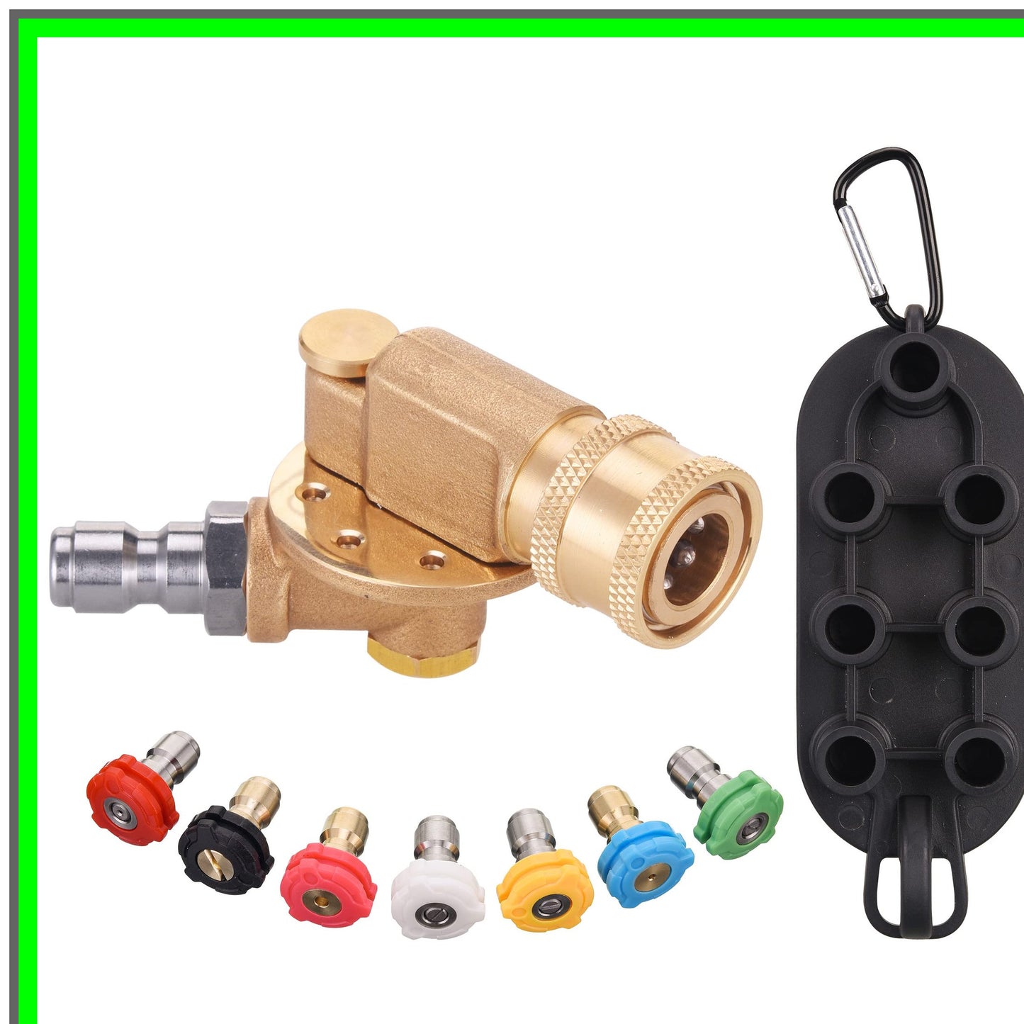 Versatile Pressure Washer Pivoting Coupler Kit with Gutter Cleaner and Nozzles