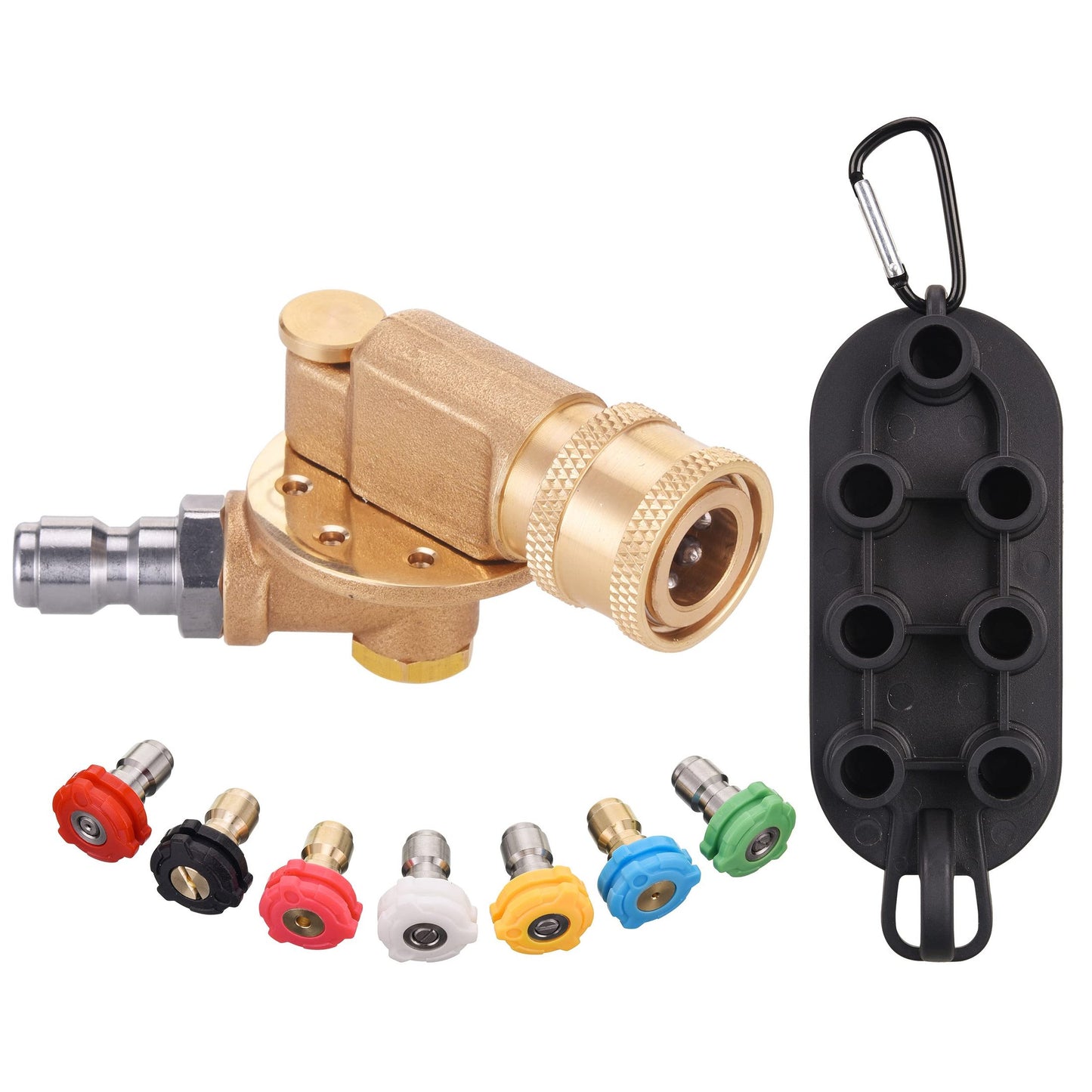 Versatile Pressure Washer Pivoting Coupler Kit with Gutter Cleaner and Nozzles