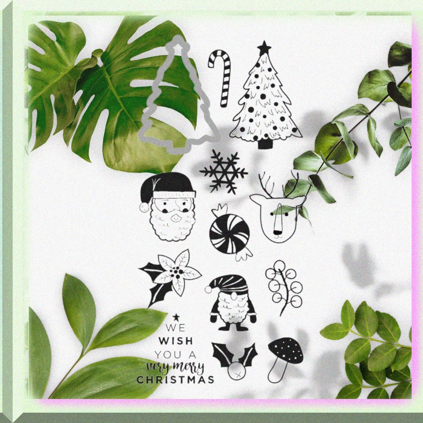 Holiday Cheer Acrylic Stamp and Die Set, 13 Pieces